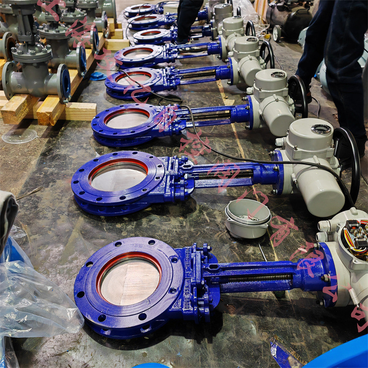 PZ973X/H-10CP 聚氨酯密封电动刀闸阀 纸浆煤浆用插板阀 DN150