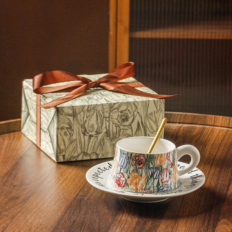 Conjunto de cajas de regalo de tazas de café Tulip + (cuchara)