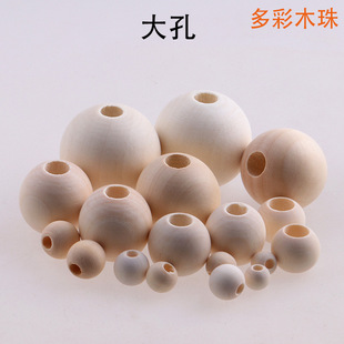 Hot sale wood color large hole Lotus round beads Hemu large aperture wooden beads loose beads DIY jewelry accessories wholesale