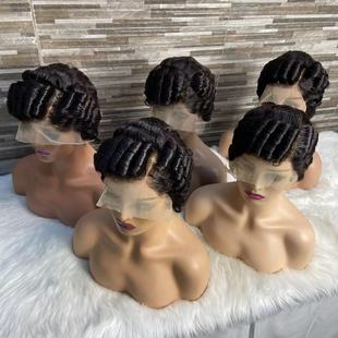 Pixie cut wig 13*4lace 100%human hair African wool curl front lace wig