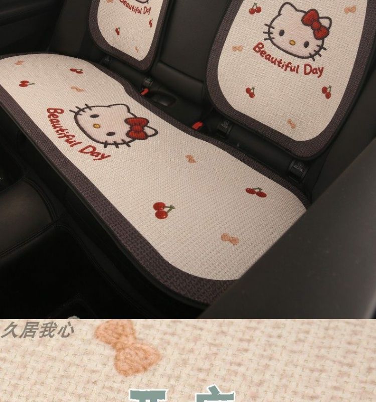 Car Seat Cushion, Universal for All Seasons, Breathable Kt Cat Seat Cushion, New Half-Cover Seat Cover, Cute Cartoon Single-Piece Seat Cover
