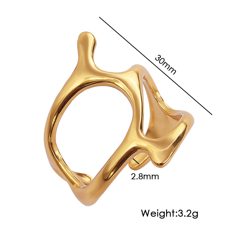 Anello a onde geometrico a tre strati anello aperto impilabile_voghion.com