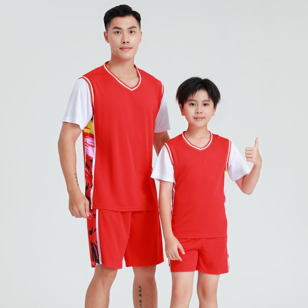 恒乐达2025新款短袖V领篮球服套装男女成人儿童透气训练比赛队服