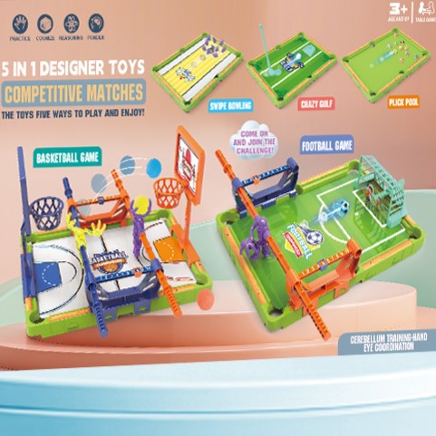 Cross-Border Board Game New Product Children's Football Five-In-One Desktop Sports Game Table Multi-Functional Ball Toy Parent-Child