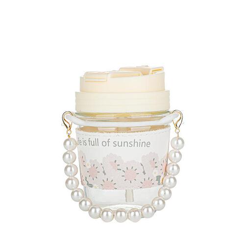 Creative pearl bracelet double drink cup, heat-resistant and leak-proof, high-temperature water cup, Instagram high-quality appearance, four seasons small scented water cup