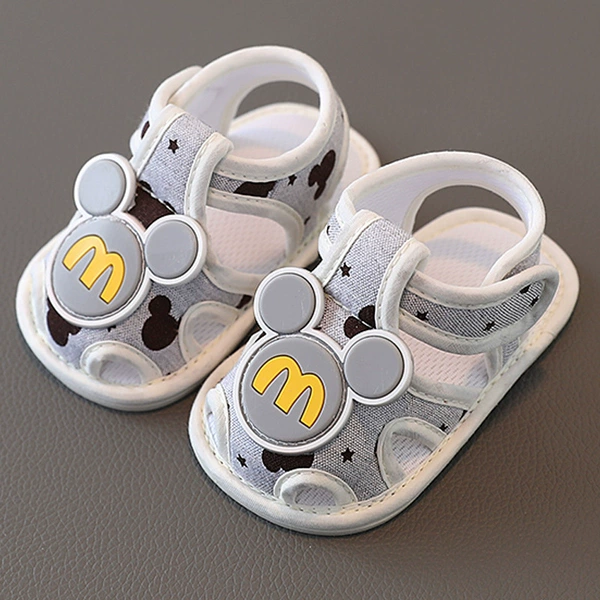 Sandals printed Mickey gray rubber bottom