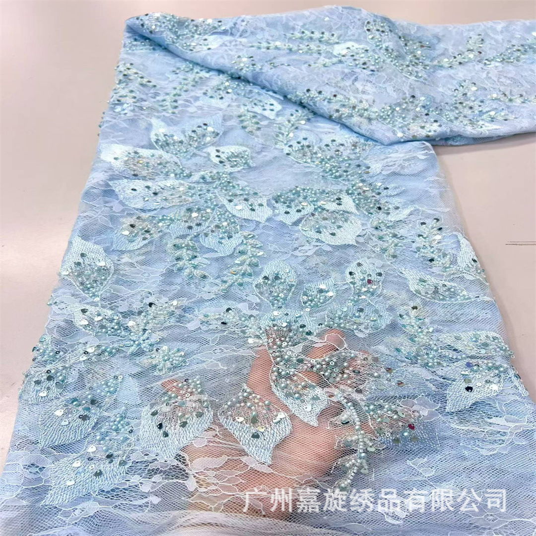 Tela de encaje bordada con peonías rojas estilo francés, tela de bordado para vestido cheongsam de moda africana, tela de bordado.