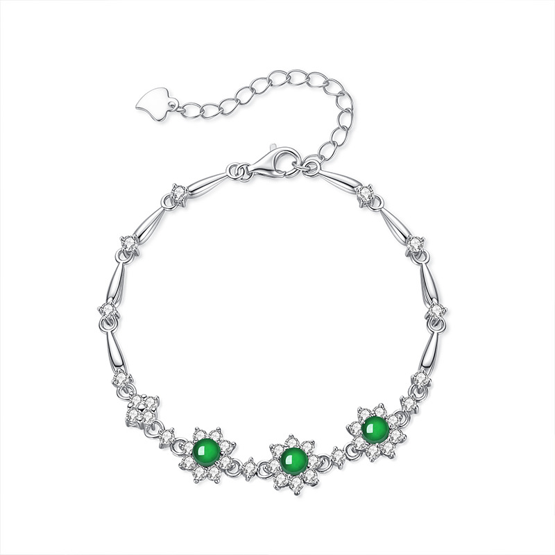 Fabricantes al por mayor de alta calidad hielo transparente material peligroso natural agua azul pulsera de jade s925 con incrustaciones de plata pequeño diseño fresco