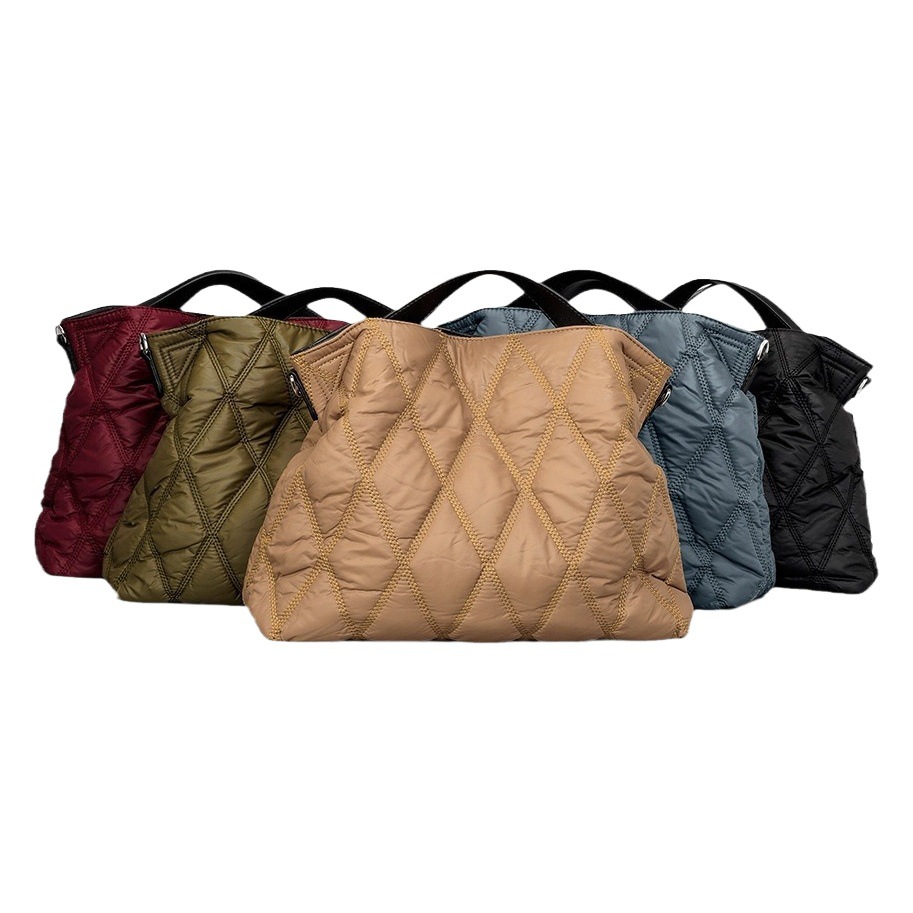 Abajo acolchado abrigo de algodón bolso de mano de las mujeres moda rómbica espacio bolso de algodón simple color sólido bolso de hombro otoño e invierno