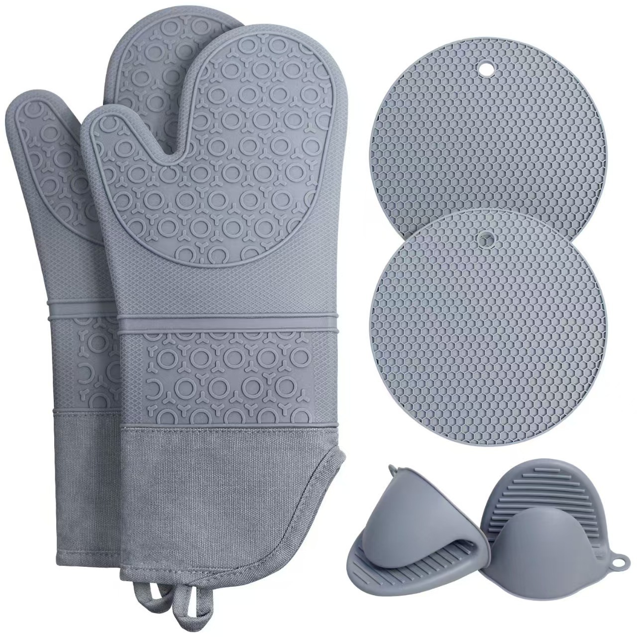 Guantes de Cocina Antiescaldado Set de 6 Piezas de Silicona Termoaislante para Horno