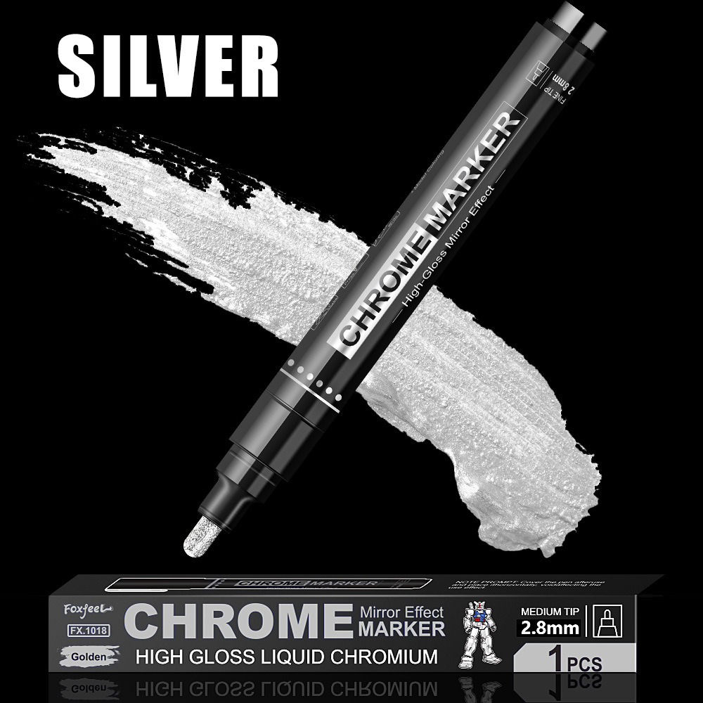 Modelo de cromado de lápiz de marca de alta calidad de color de relleno DIY lápiz de pintura de metal de espejo impermeable lápiz de pintura de uñas resaltado