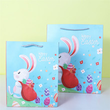 跨境外贸复活节白卡礼物袋兔子系列手提袋糖果礼品纸袋子现货批发