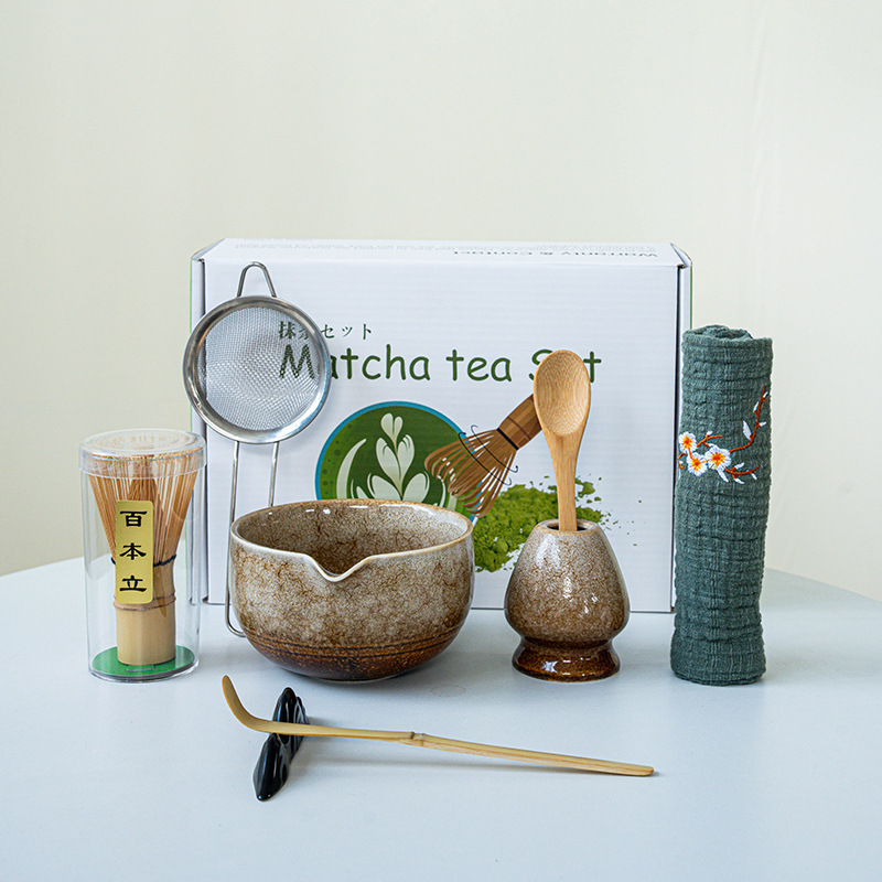Japanese Matcha Brush Set 7-Piece Set Kiln-Fired Bamboo Chasen Matcha Set Matcha Tea Utensils