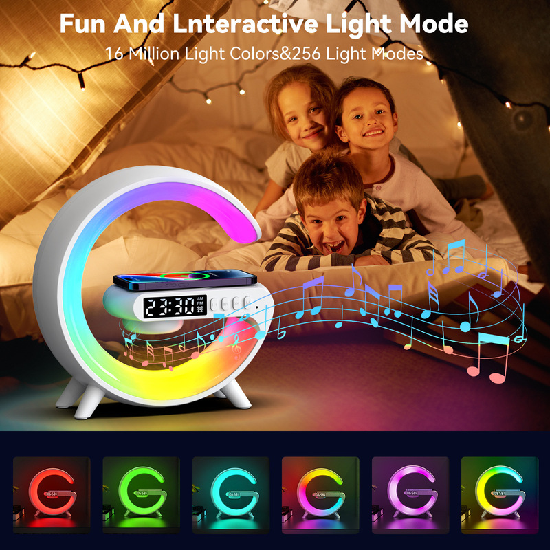 ワイヤレス充電bluetoothスピーカーランプ雰囲気ランプ重サブウーファLED付き小夜灯デスクトップ小音響プレゼント|undefined