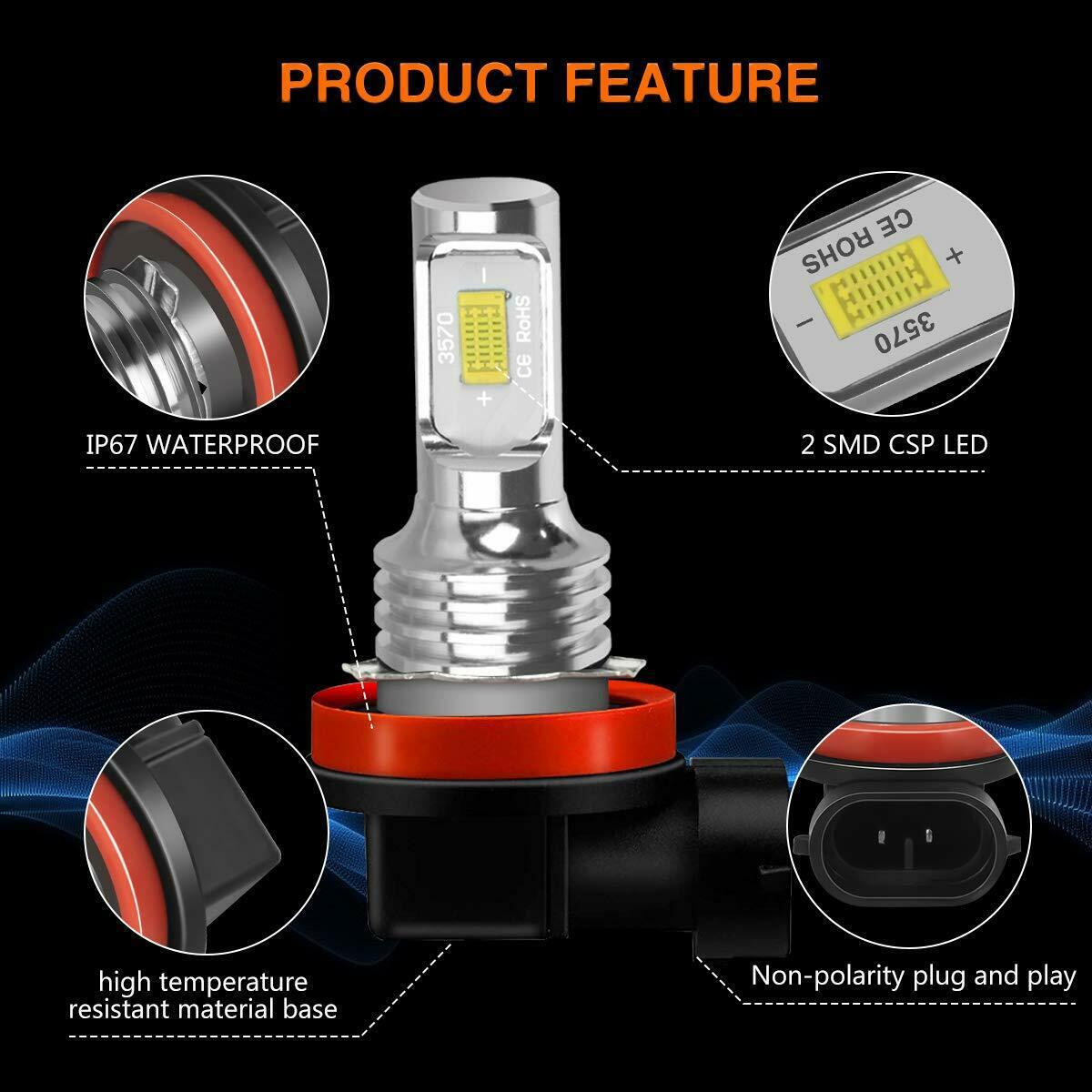Faros transfronterizos de automóviles LED luz de niebla 80W H8 / H9 / H11 CSP LED luz diurna de automóviles luz blanca