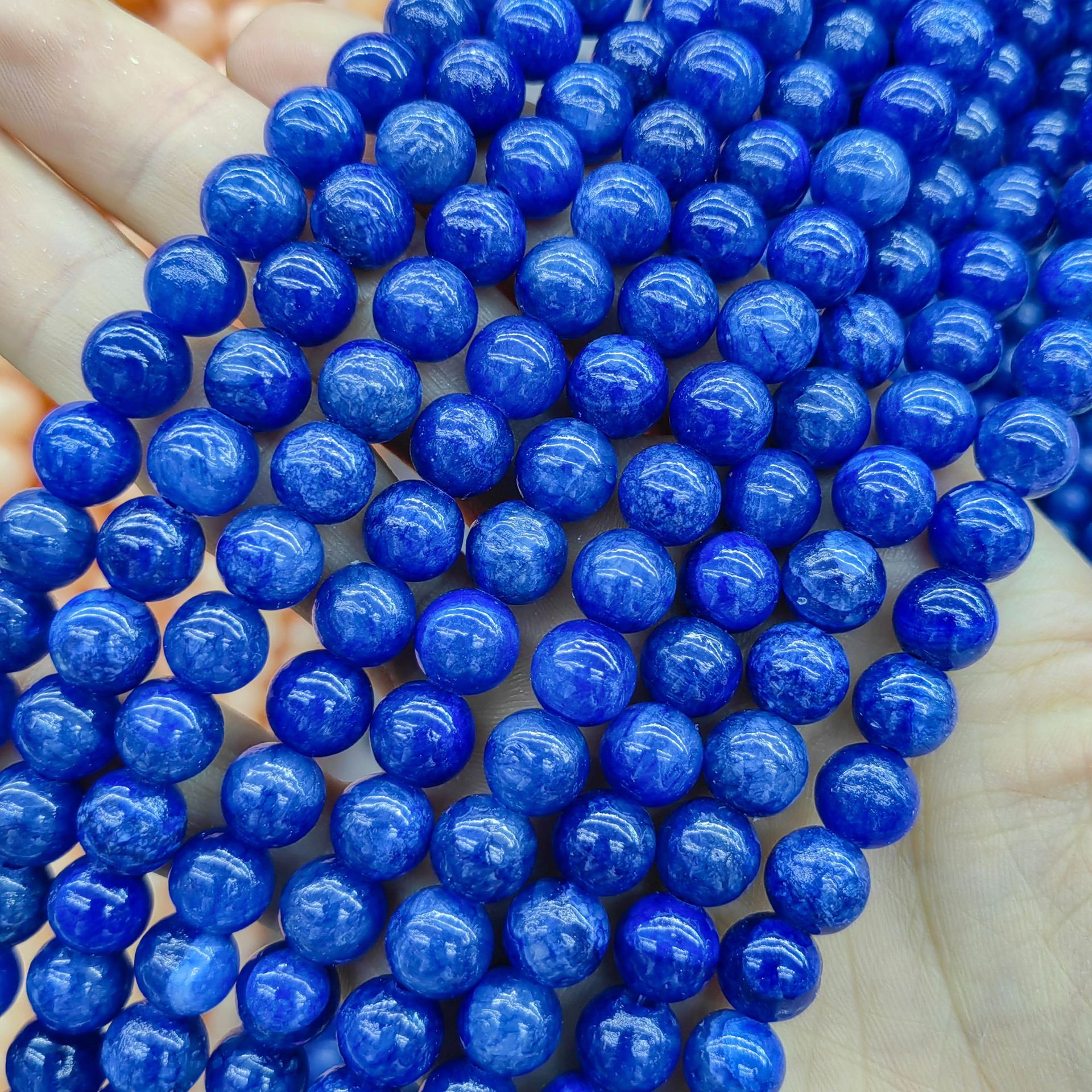 Natural beige Jade flor zafiro multi-color perlas sueltas cuentas redondas semiacabados DIY jade natural cuentas redondas joyería al por mayor