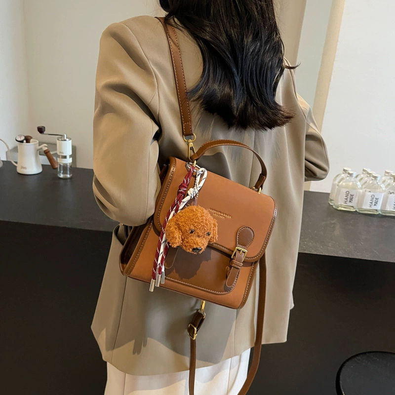 Retro matte fashion backpack, versatile everyday shoulder bag for leisure - various colors, pendant options