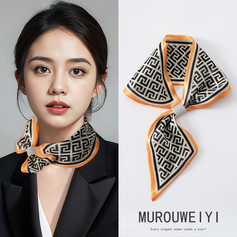 (스트리머얀) 골드 레트로 패턴 작은귀스카프 13*75cm