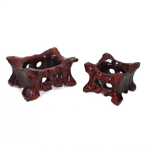 Taishan stone strange stone base without digging groove solid wood grooved pebbles Yellow River stone crystal ball groove ornament bracket