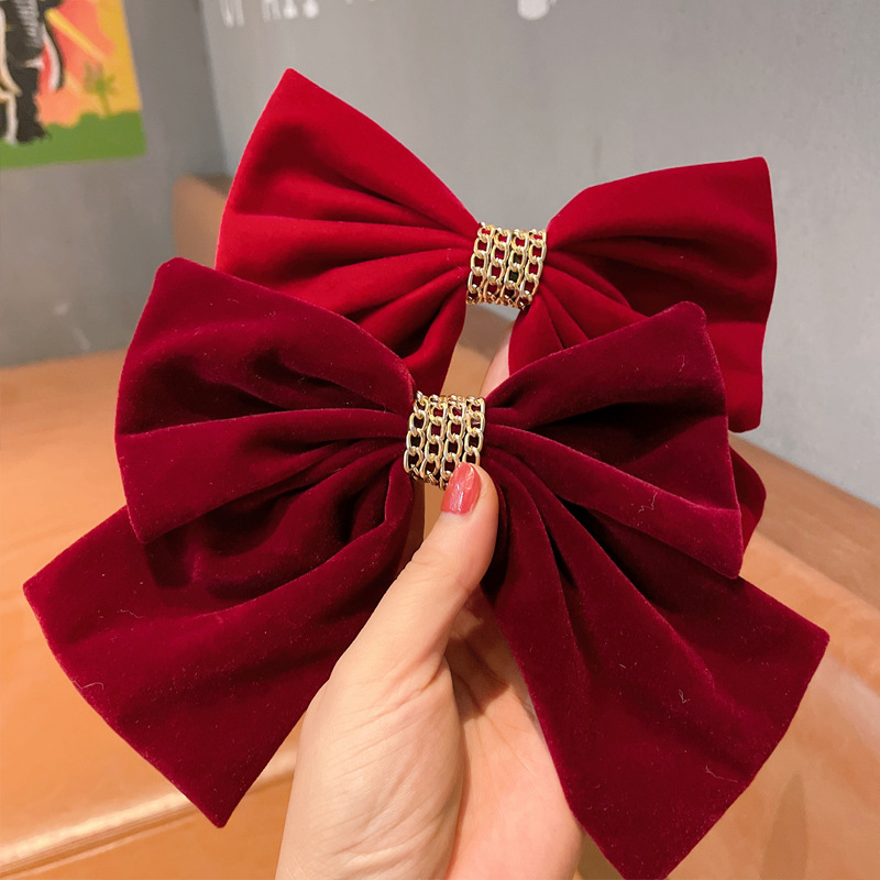 Red Bow Hair Ring Female Christmas Hairpin Hair Rope New Year Hair Accessory display picture 2