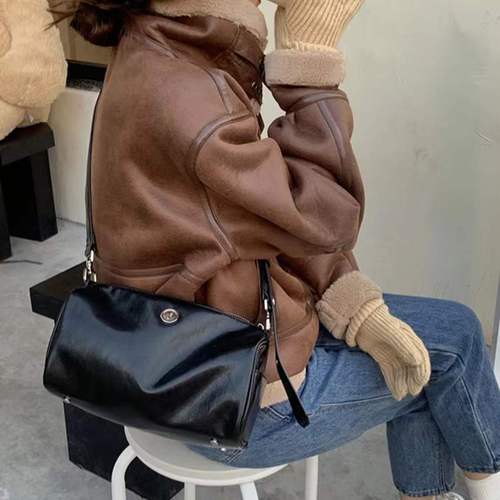 Feifei homemade spring new bright color crossbody bag this year's popular broadband niche Boston cylindrical bag for women