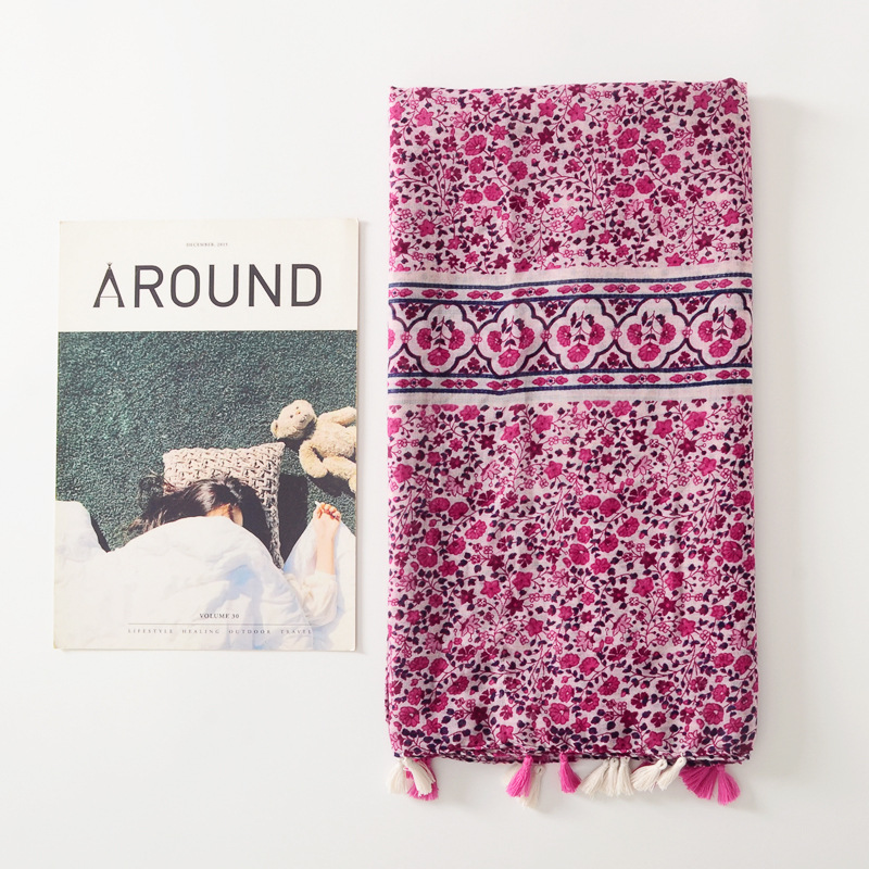 Estilo coreano estilo mori fresco y elegante bufanda de seda algodón y lino sensación bufanda de viaje protección solar toalla de playa protección solar femenina chal de protección solar