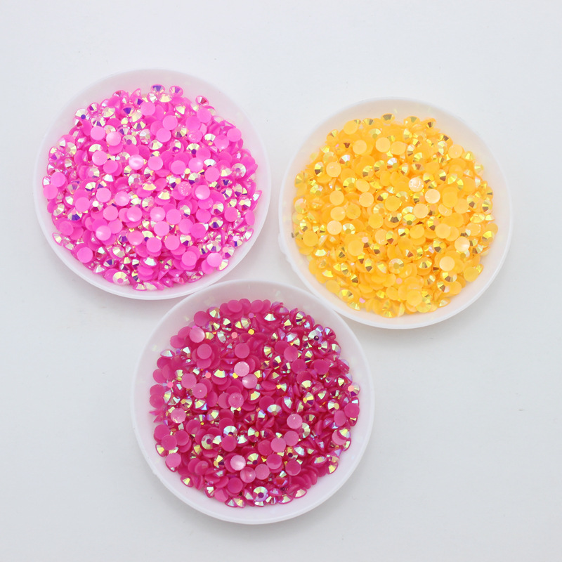 Jelly AB resina diamante violento oso juguete hecho a mano diy diamante color semicírculo diamante plana uñas diamante pegado al por mayor