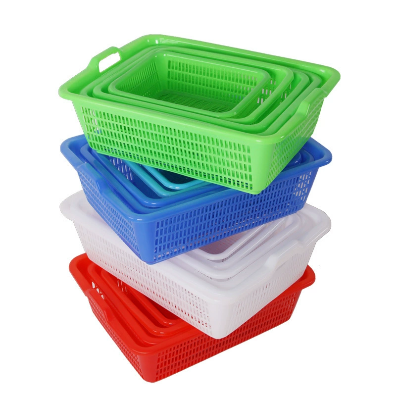 Rectangular Plastic Storage Basket, Multi-Size Vegetable Wash & Storage, Stackable