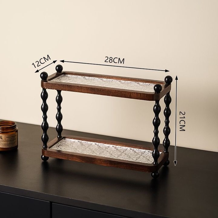 中古风桌面杯子相思木置物架高级感轻奢家用台面特别好看双层收纳|undefined