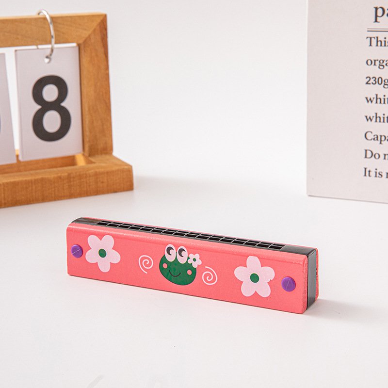 Armonica de madera de dibujos animados regalo de música para niños armónica de 16 hoyos estudiantes de primaria interés principiante tocando instrumento musical