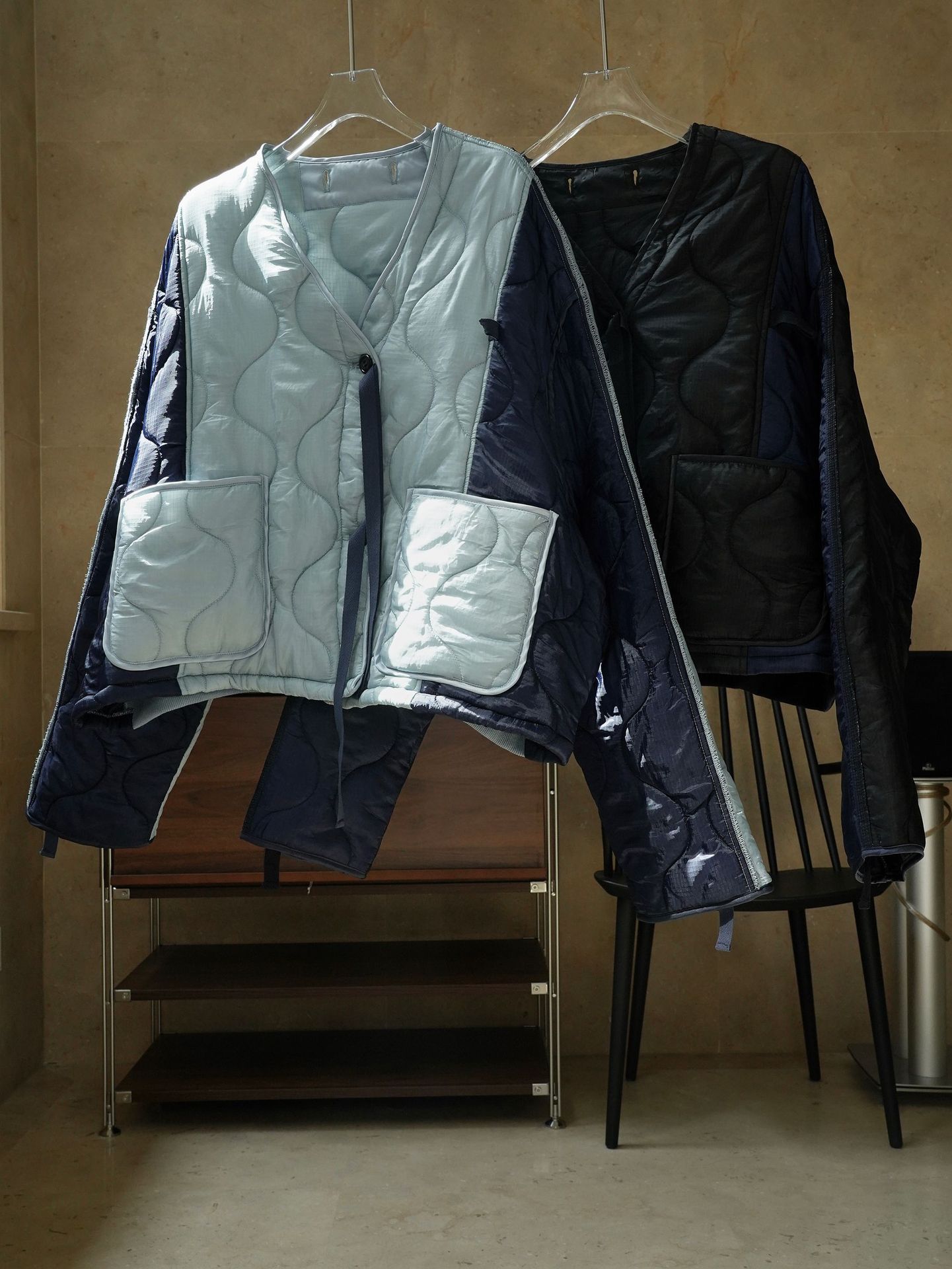 盧浮冬の新型日系街頭風菱格防寒保温郭形綿服のゆったりとした柔らかい肌のコート女性