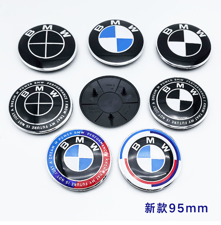 Suitable for Bmw Front and Rear Emblems, 82mm Rear Emblem, 74mm Modified Emblem, Blue and White Front Emblem, Black Background Anniversary Collaboration Car Emblem