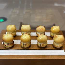 天然象牙果炭烤无脸念经猫配件DIY文玩手链项链隔珠挂件卡通配饰