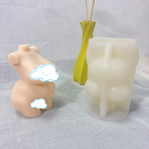 New Human Fat Woman Scented Candle Silicone Mold DIY Aroma Gypsum Ornament Mousse Cake Mold Batch
