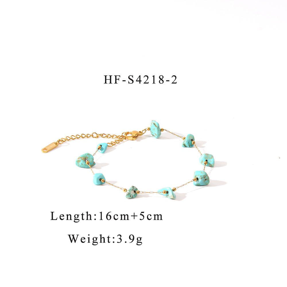 INS estilo caliente europeo y americano estilo bohemio collar de piedra natural pulsera conjunto de joyería de todo fósforo de verano para mujer 18K