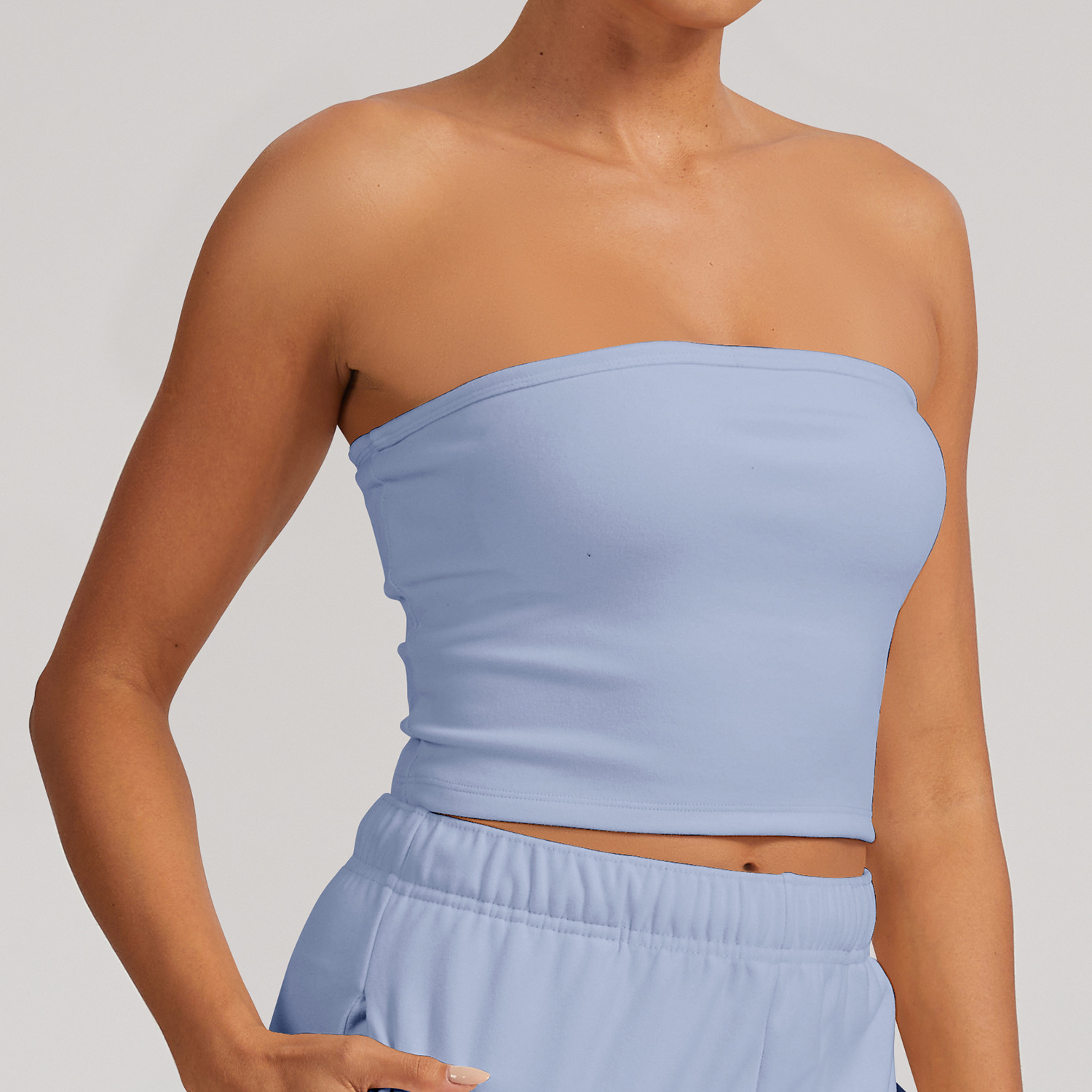 Transfronterizos Europa y América de lana sin correa de hombro para limpiar el pecho femenino a prueba de choque y secado rápido acondicionamiento físico chaqueta de yoga sexy ropa interior deportiva