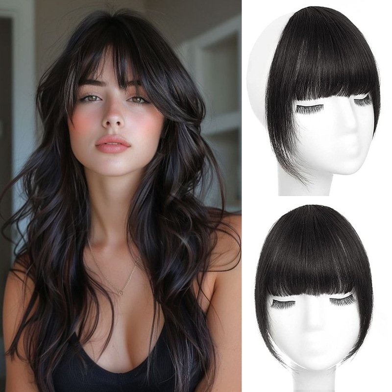 Cross-Border European and American Wig Bangs for Women New Style 9inch Synthetic Fiber with Sideburn Extension Air Bangs Wig
