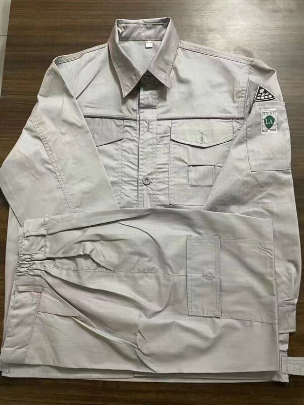 Sinopec 夏薄型メッシュ帯電防止作業服反射ストリップスーツ油田防汚通気性男性労働保護服|undefined