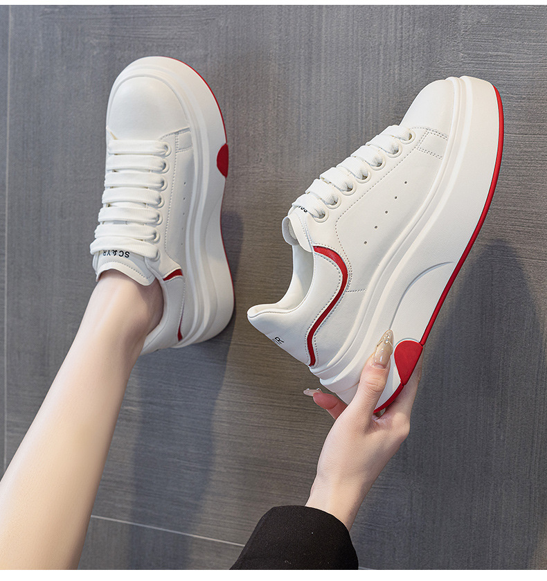 Giày sneaker nữ đế dày thời trang mùa xuân 2026 thiết kế cá tính tăng chiều cao — M2708 màu xám, M2708 màu đỏ, M2708 màu đen chi tiết 11
