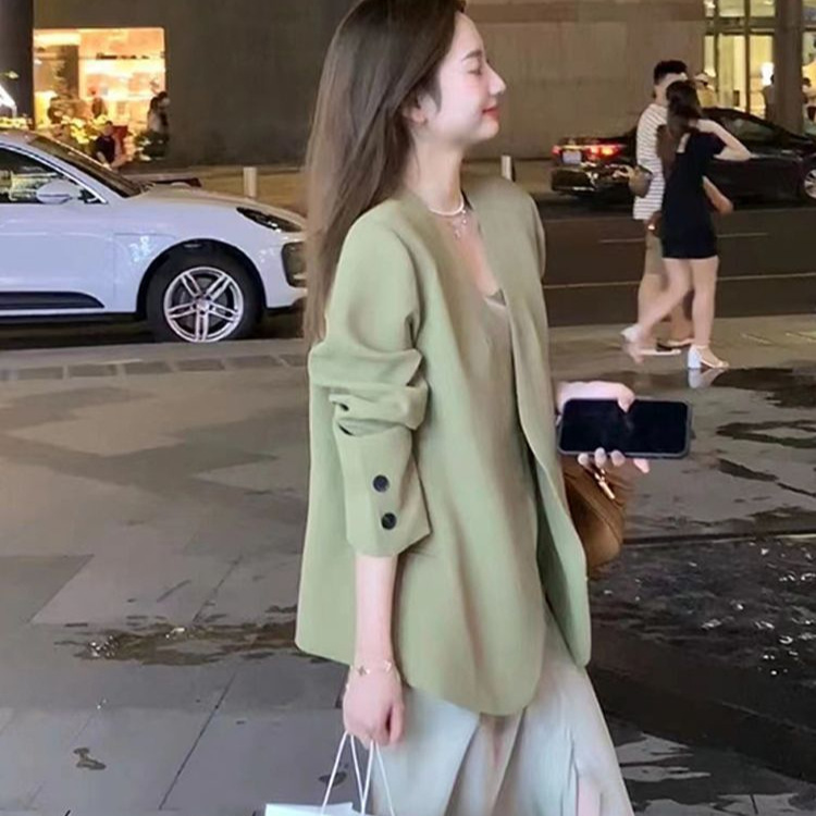 2025 Autumn New Fashionable Street Suit European Style Small Fragrance Green Small Suit Jacket Women's Spring Clothing