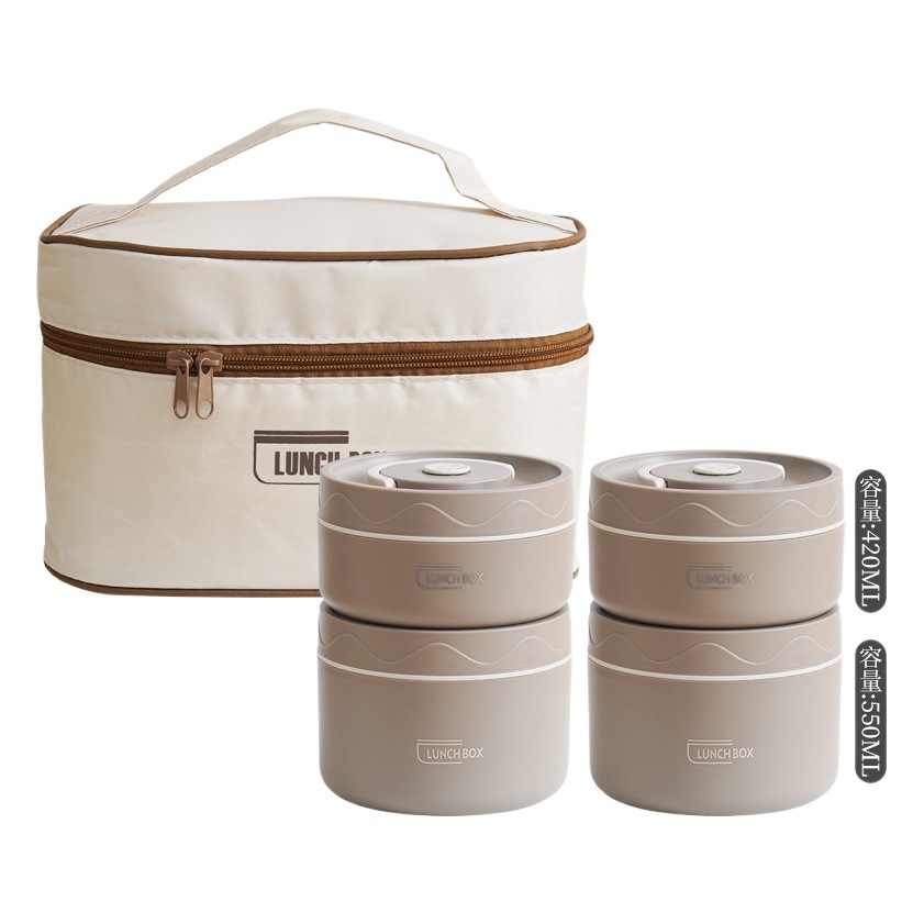 Lonchera de acero inoxidable 304 sellada, portátil y redonda, apta para microondas, de múltiples capas para oficina o escuela