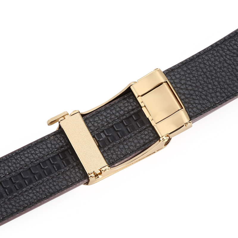 Cinturón nuevo y popular, cinturón de cuadrícula con letras de alta gama con hebilla automática para hombres, cinturón de traje informal de negocios para hombres, cinturón de pantalones_voghion.com