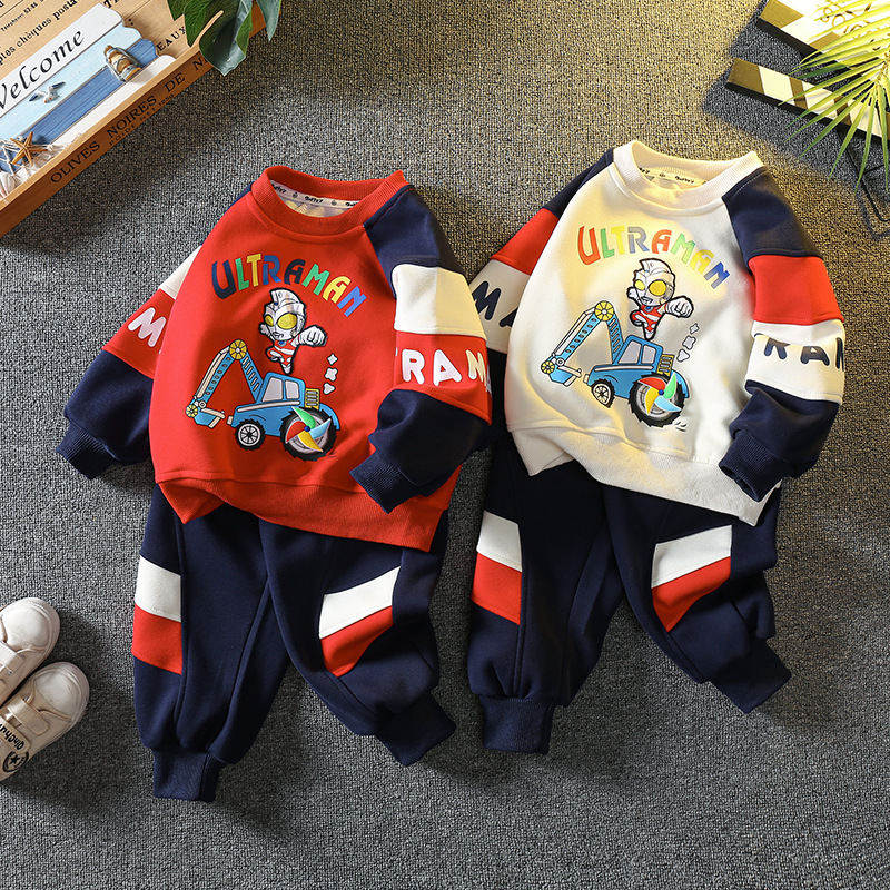 6100 Ultraman ropa traje de otoño para niños 2024 nueva ropa para niños primavera y otoño suéter para hombres guapo