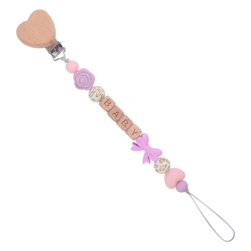 Nuevo bebé suministros dibujos animados amor Haya clip calmante bebé silicona arco pezón cadena anti-caída