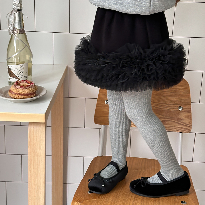 [Terciopelo integrado compuesto] Vestido corto de año nuevo para niñas Aimo Beibei Falda de malla esponjosa de moda