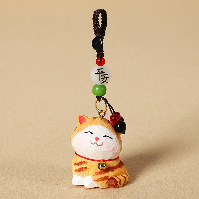 나무 조각 큰 주황색 고양이-평화 모델