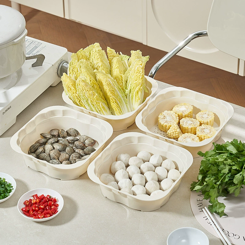 Многофункциональная накладываемая сливная корзина для приготовления овощей тарелка гарнир для посуды