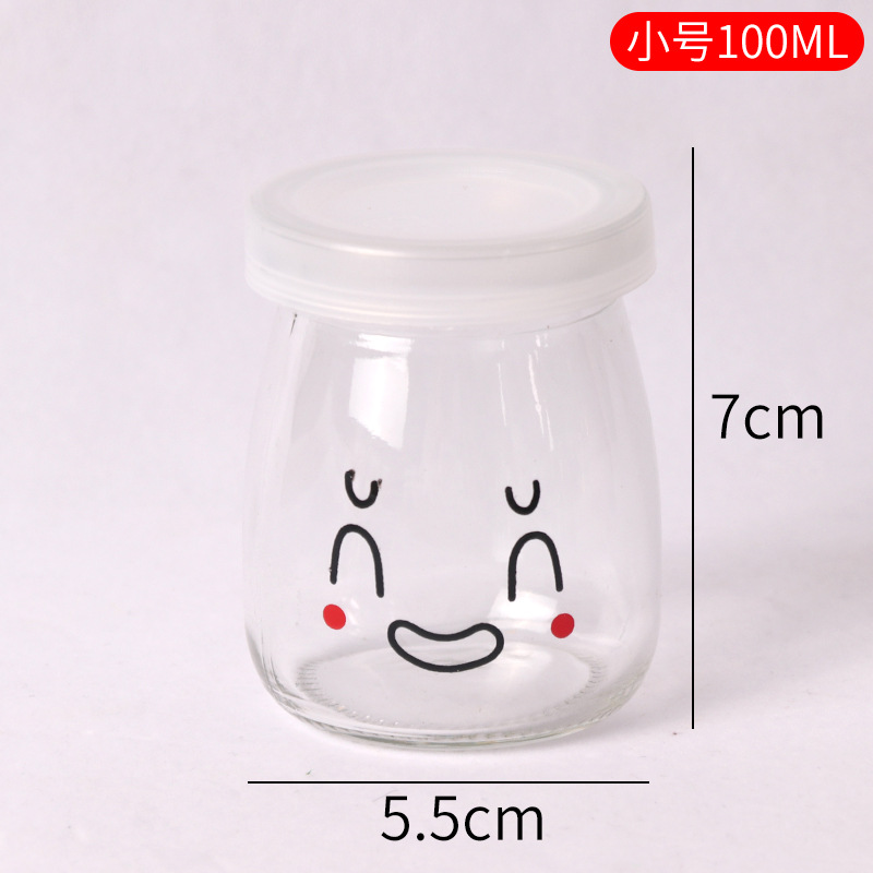 Vaso para pudín con tapa, botella de vidrio para pudín, tarro de miel, gelatina, vaso para mousse de leche de doble capa, vaso para yogur, patrones creativos al por mayor