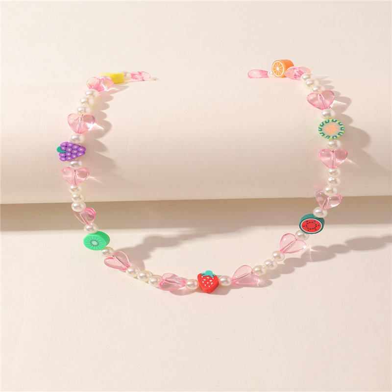 colorful rice bead pearl fruit cute necklace wholesale jewelry Nihaojewelry