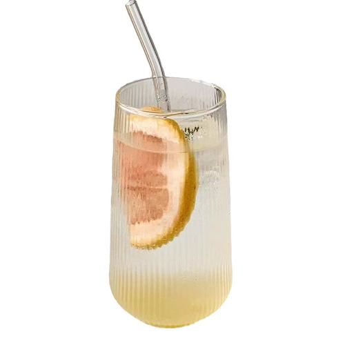 Cross-border home vertical striped milk cup transparent large capacity single-layer cup high borosilicate glass cup, heat-resistant glass cup